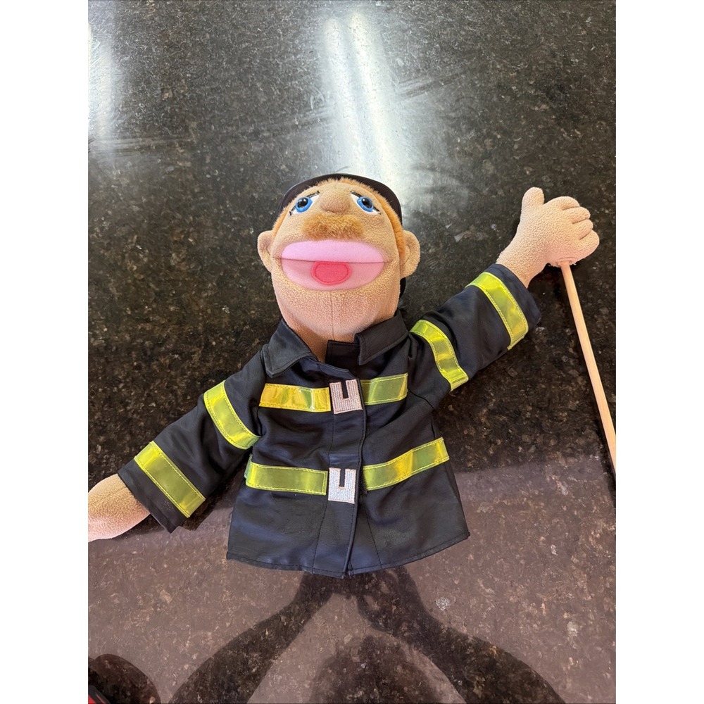 VTG Brooklyn T Guy SML Puppet Melissa And Doug Fireman Firefighter 2552 w/rod